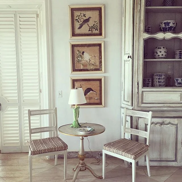 A vignette from Tory's living room with possibly furniture from the original house