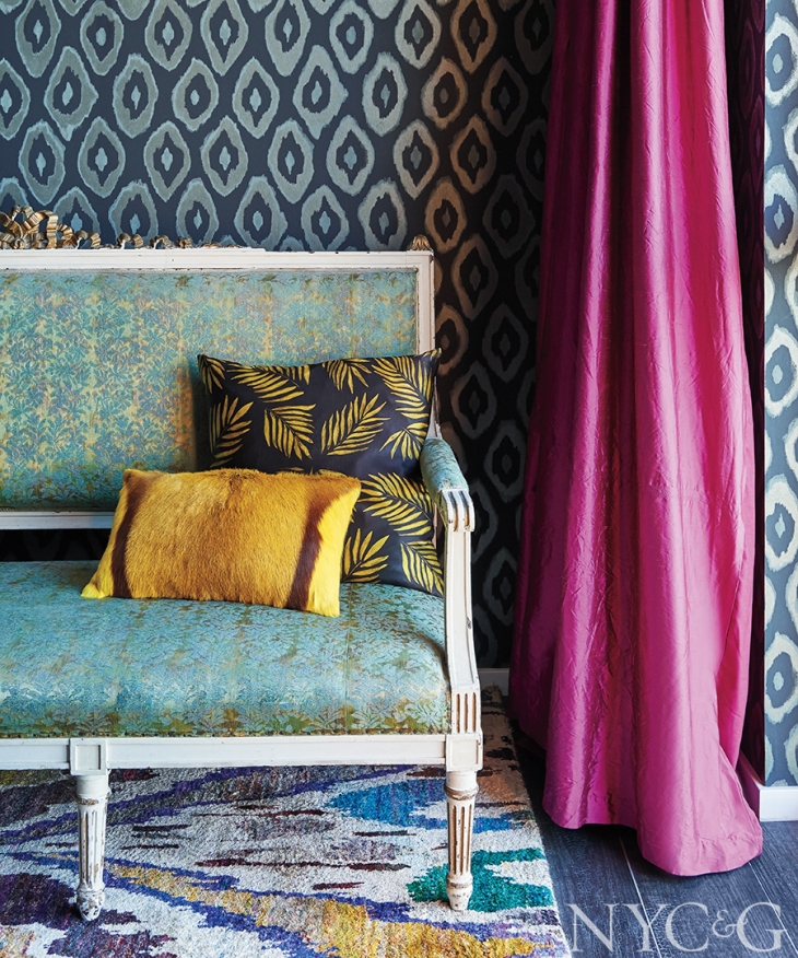 This vignette features 5 patterns which don’t necessarily say let’s be together - however the gold highlighted throughout hangs it all together