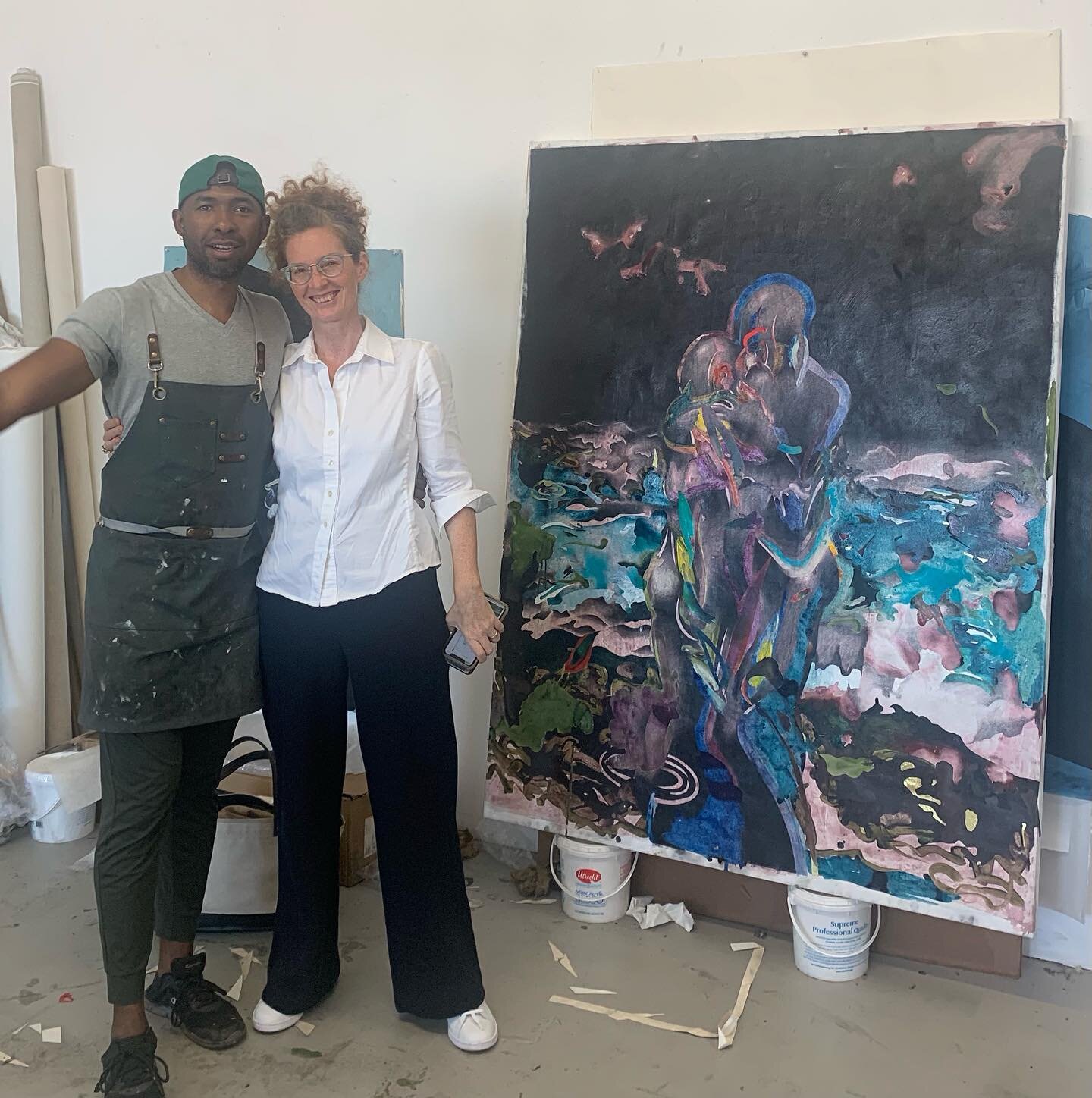 Which of us as art lovers doesn&rsquo;t enjoy a meaningful studio visit exploring the powerful work of Leasho Johnson with Nassau, Bahamas gallerist Amanda Coulson&hellip;can&rsquo;t think of a better way to spend a very productive afternoon! #contem