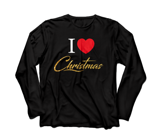 I Love CHRISTmas Tee - Black, Red, Gold 