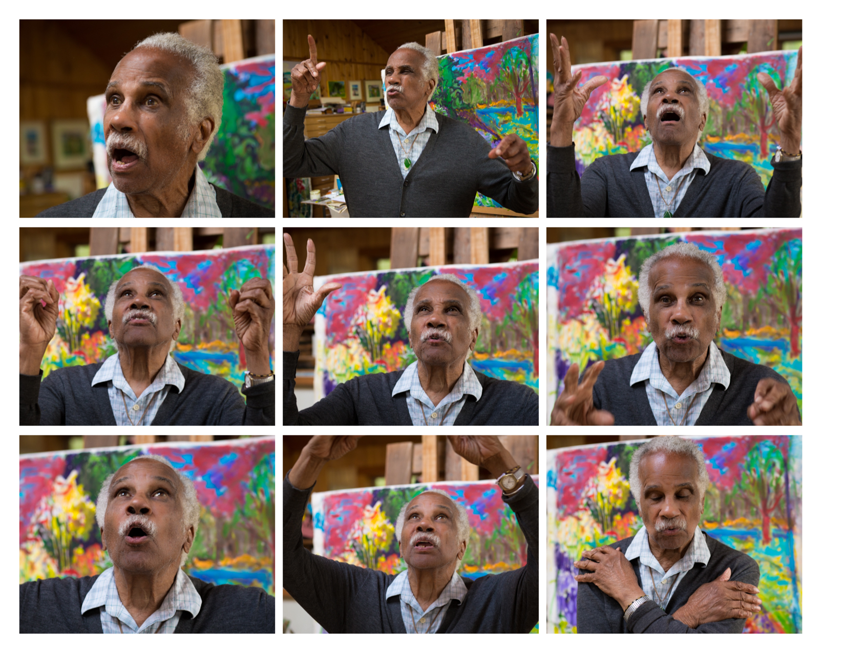 Ashley in his studio, reciting Langston Hughes.