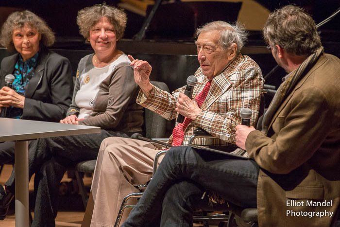(L-R) Sofia Gubaidulina, Laurel Fay, Gunther Schuller, Steven Rings