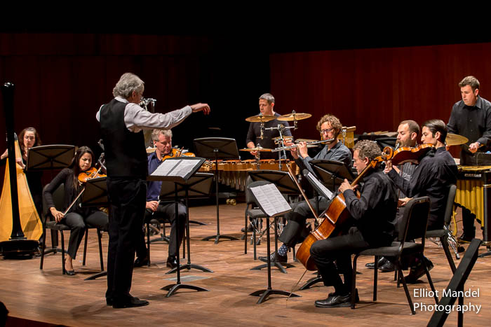  Cliff Colnot conducts the Pacifica Quartet and eighth blackbird in the world premiere of Gunther Schuller's "Four Chromatic Adventures." 