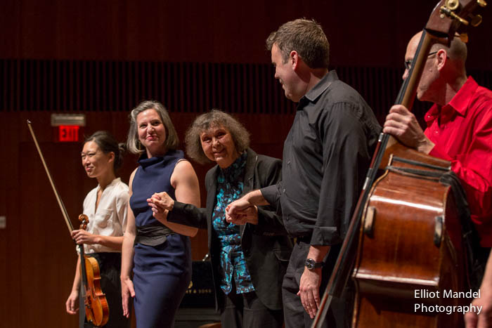  Sofia Gubaidulina (center) takes a bow with eighth blackbird. 