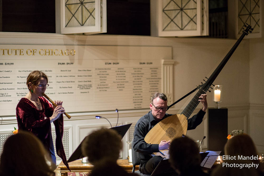   Mirja Lorenz (recorder) and Joel Spears (theorbo) perform early Baroque music by candlelight.&nbsp;  