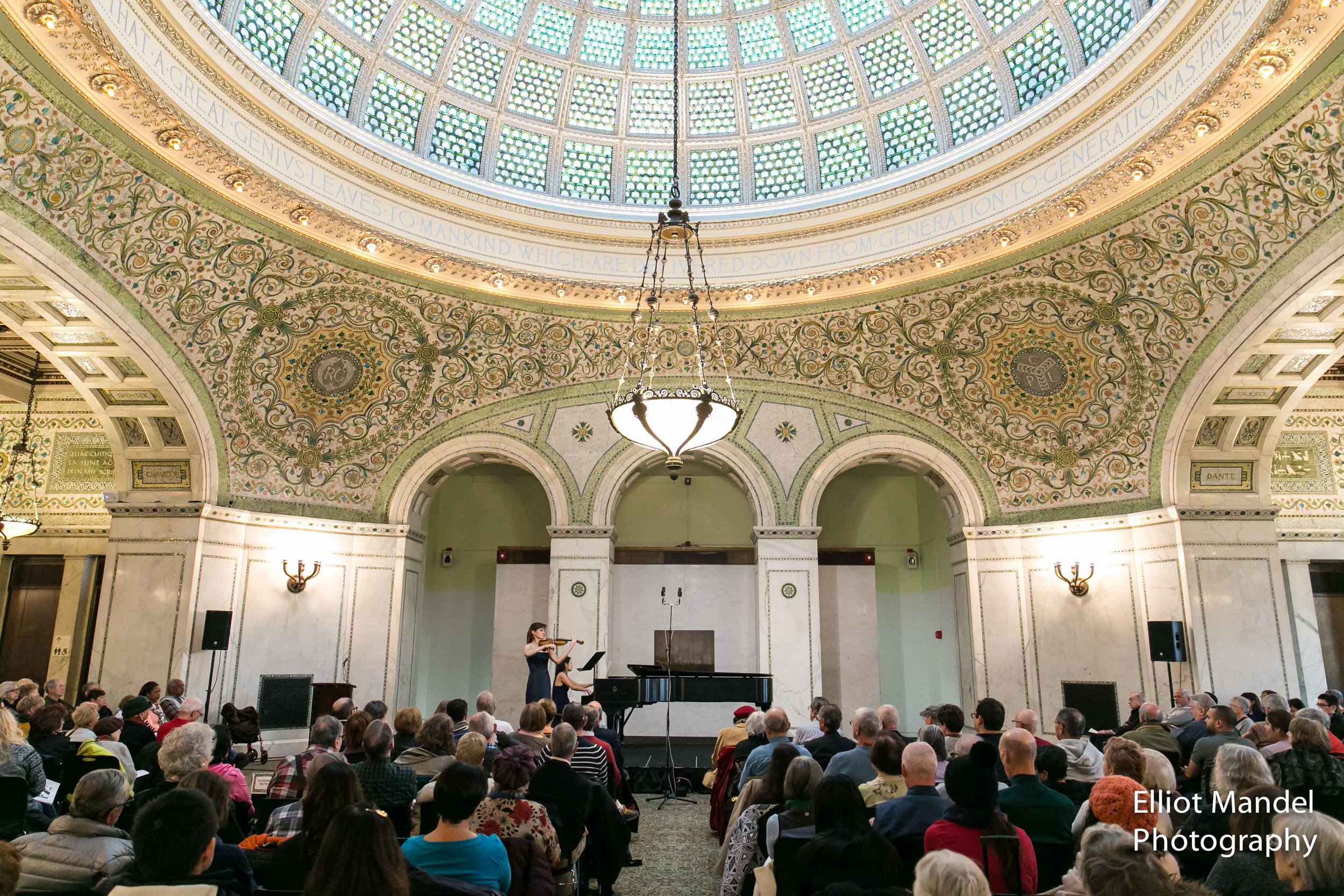 Kate Carter and Louise Chan perform on the Dame Myra Hess series at the Chicago Cultural Center.