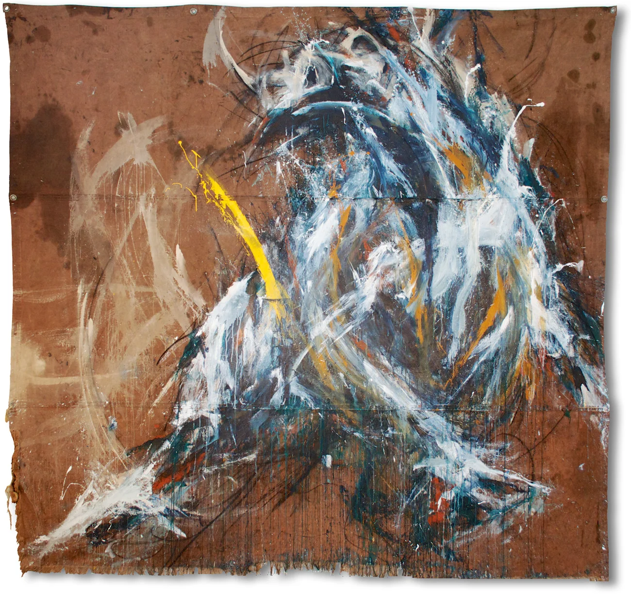 Enough | 100“ x 96” | Acrylic on Reclaimed Tarp | Sold