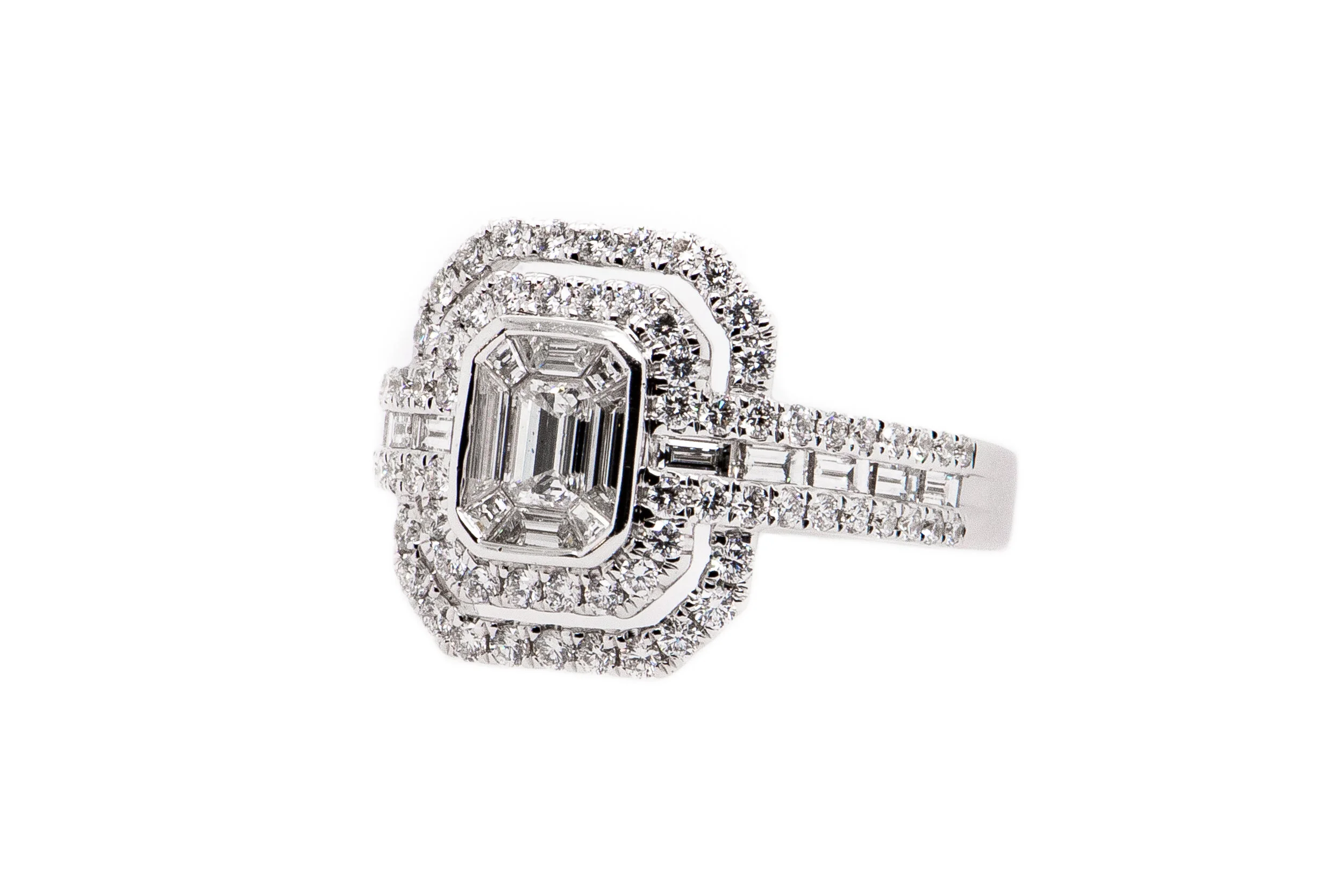 18K White Invisible Set Diamond Ring (1.57cttw) — Hannoush Jewelers