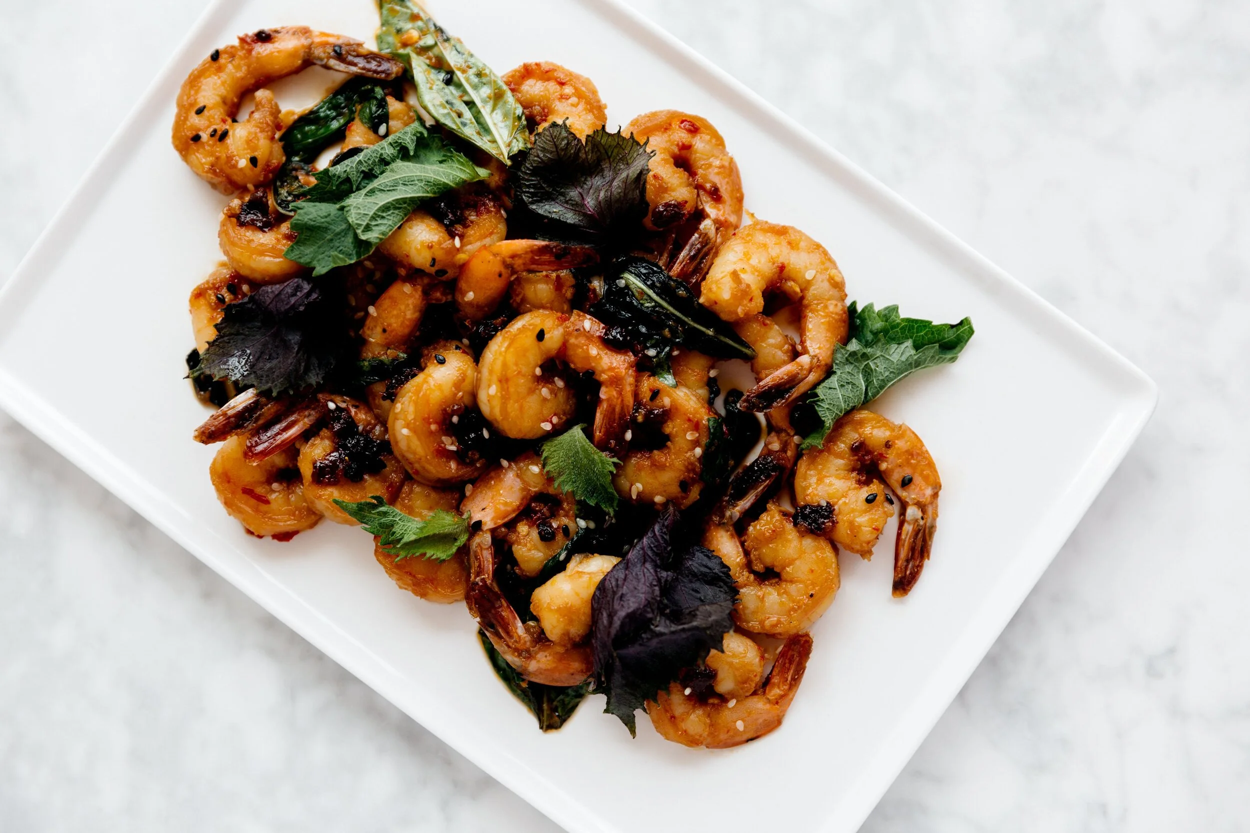 Sweet &amp; Spicy Shrimp with Basil 