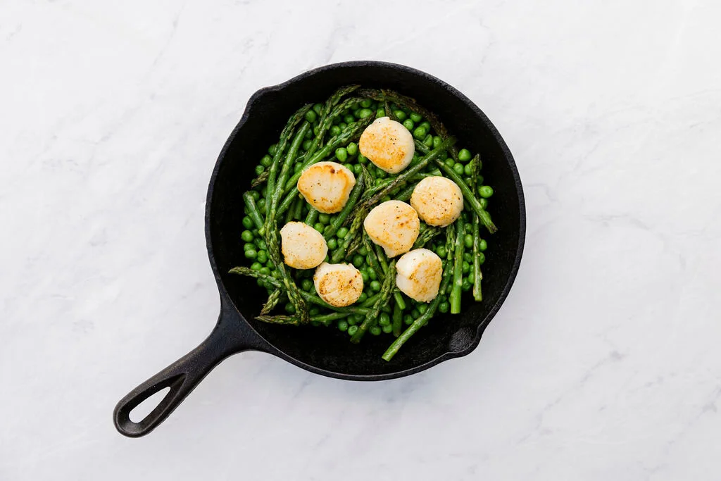 Buttery Scallops with Spring Vegetables 