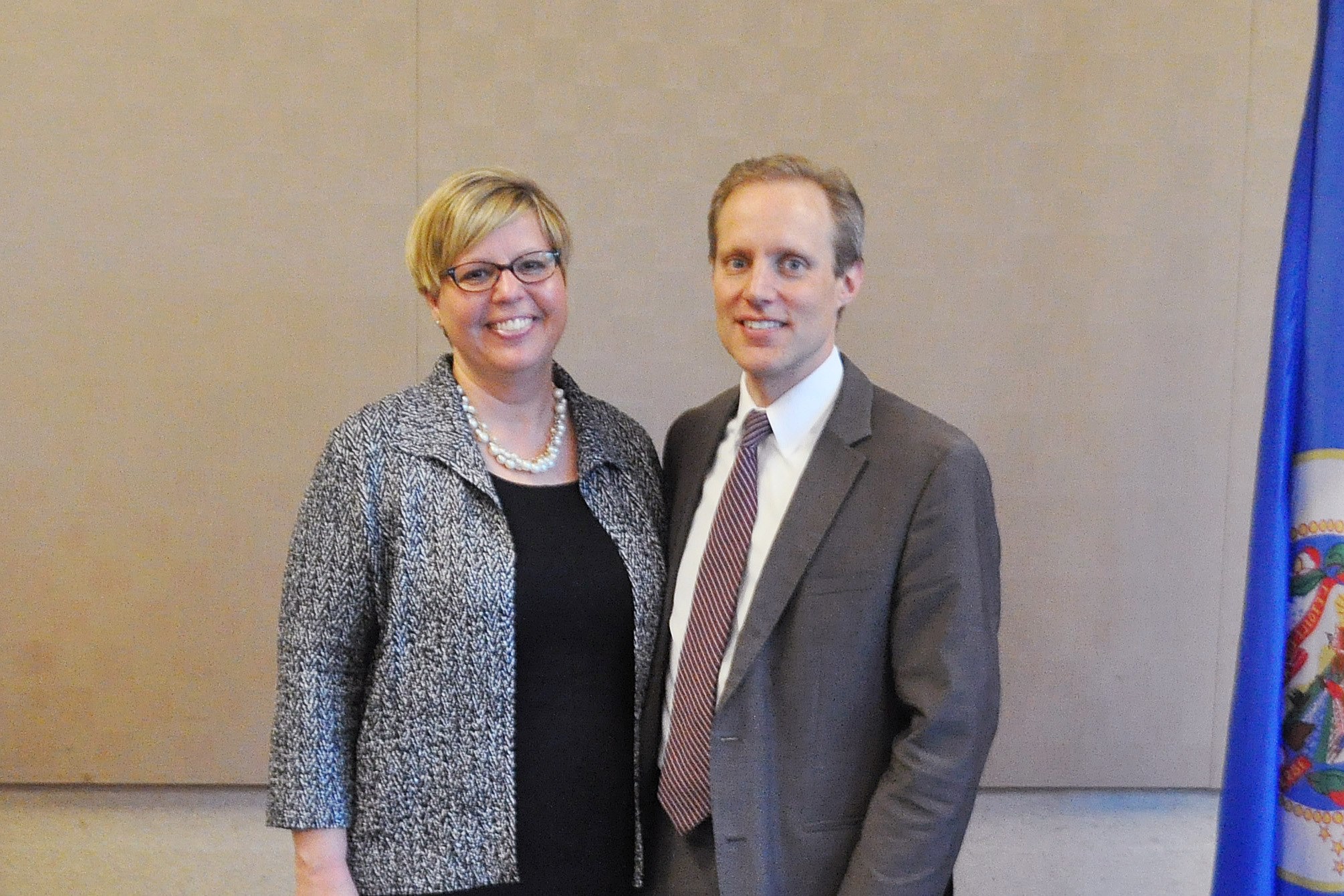 Melinda Hugdahl and Secretary Steve Simon