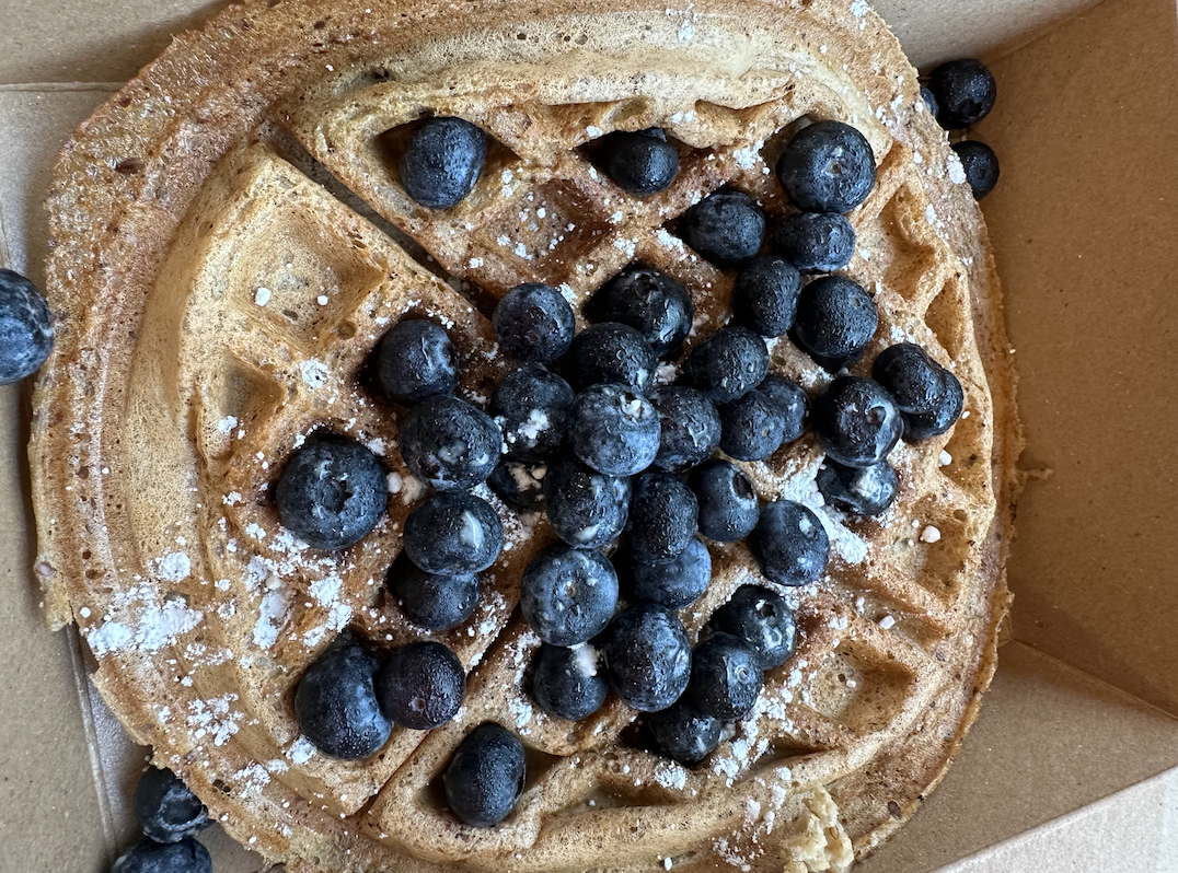   Berry Waffle   - Served only from 9am - 10:30am. This waffles was underwhelming. The texture was promising however, there was zero flavor. Blueberries are not my favorite. I struggled piling on the syrup to no avail.  It looks way better than it ta