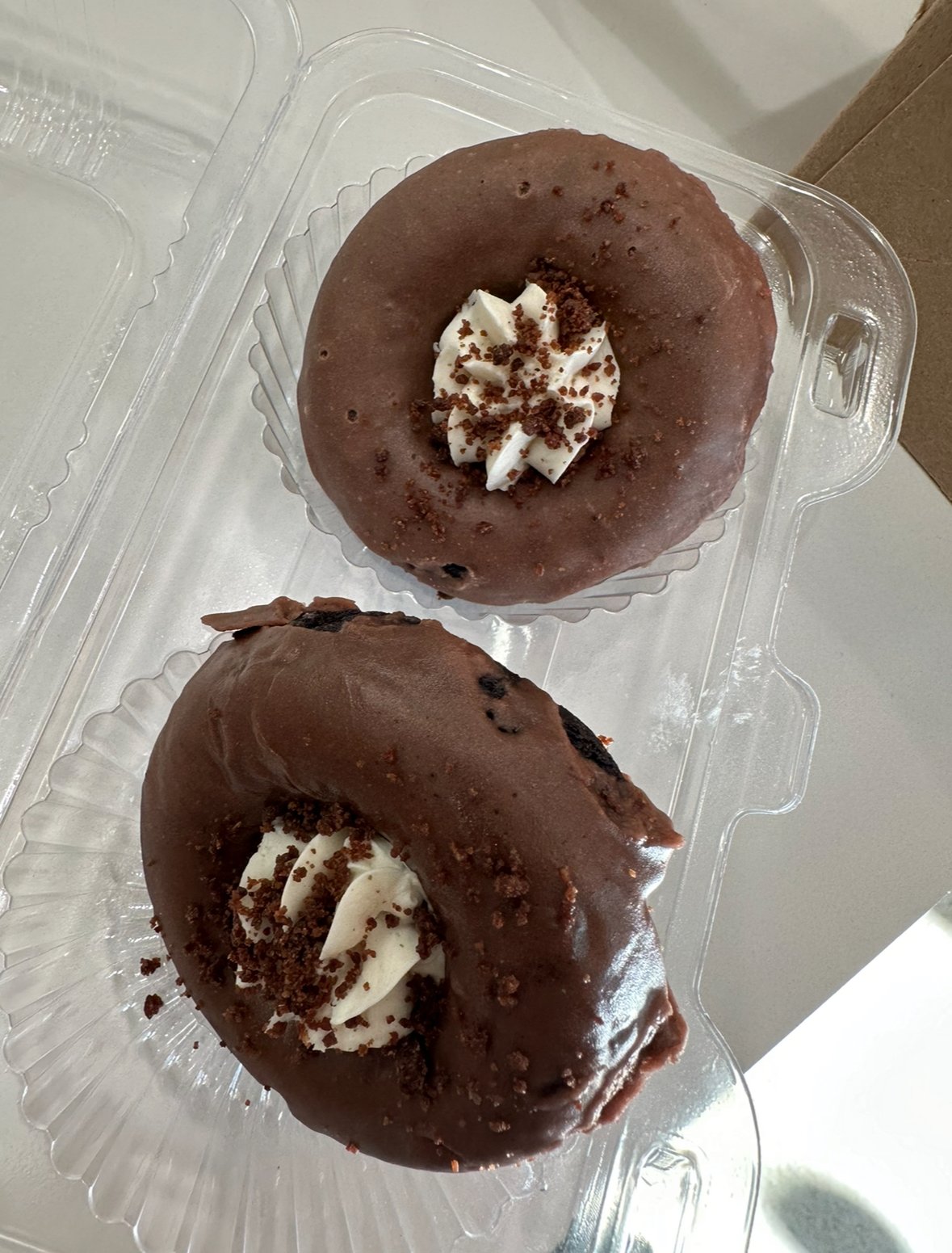   Cookies and Cream Donut:  With these cake like donuts as soon as you begin to like it, its finished. My only complaint is it is they are too small. 