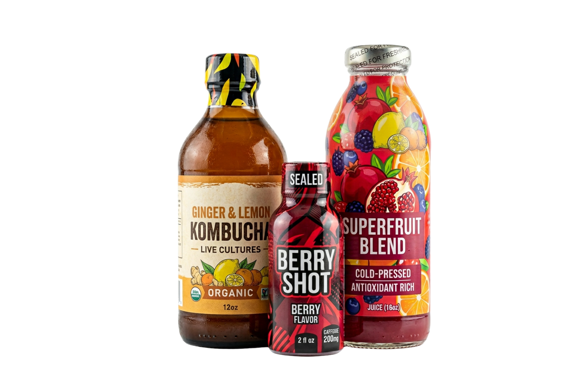 Beverage industry shrink sleeve labels and heat shrink tamper bands