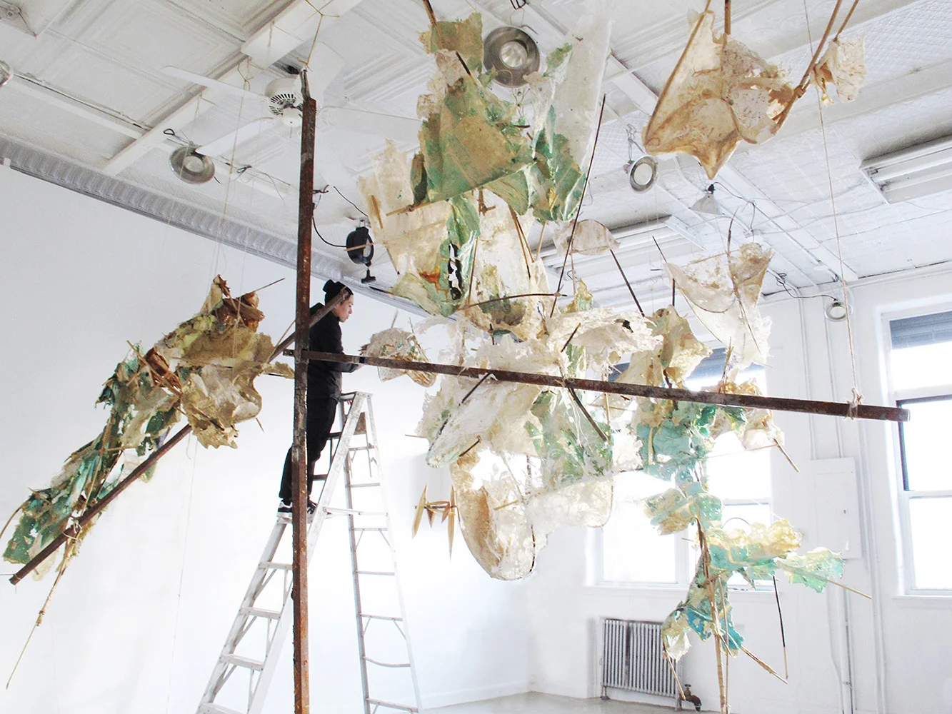 Test installation copper corrosion stain on pulp (kozo, abaca and cotton), steel, cane and jute rope