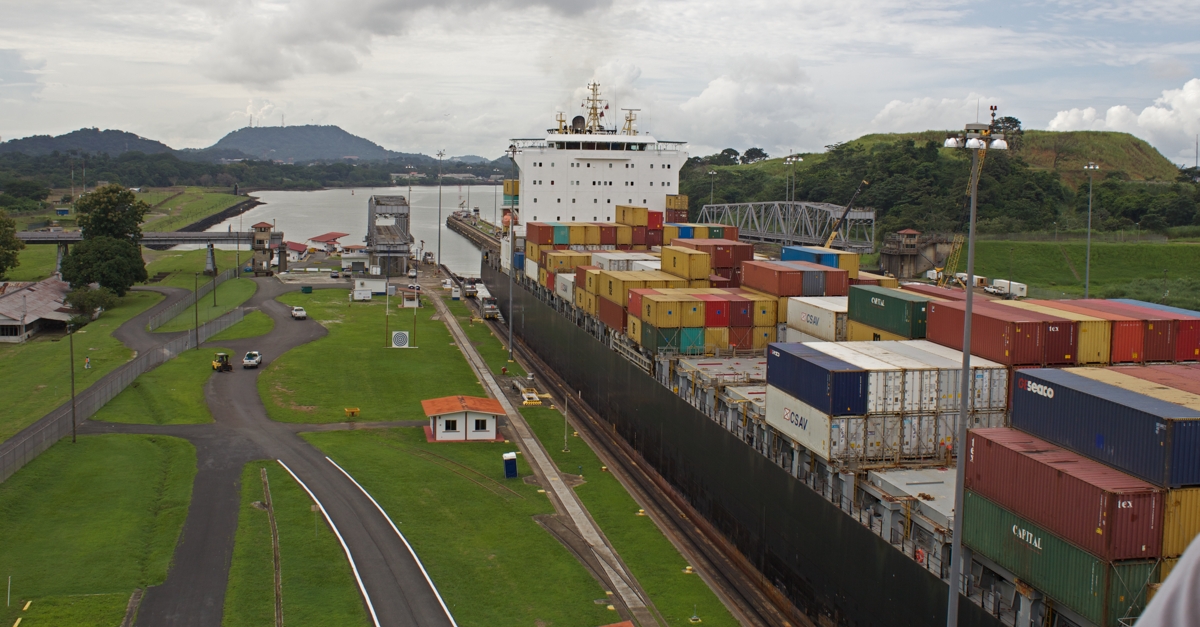The Box Queen entering the Panama Canal