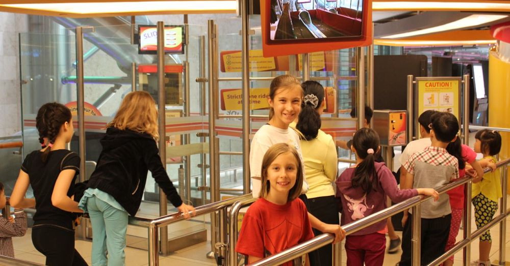 Waiting in line for the Big Slide