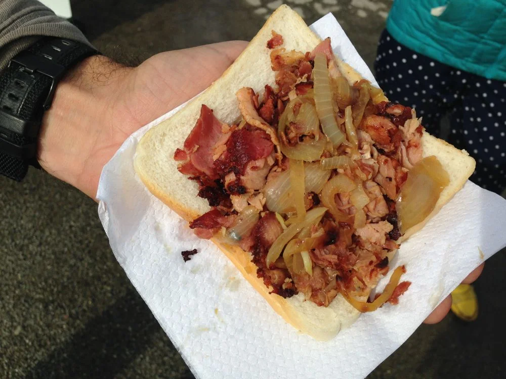Bacon butty at the local farmer's market