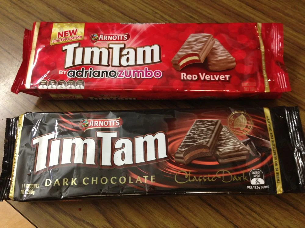 Special edition red velvet Tim Tams and dark chocolate