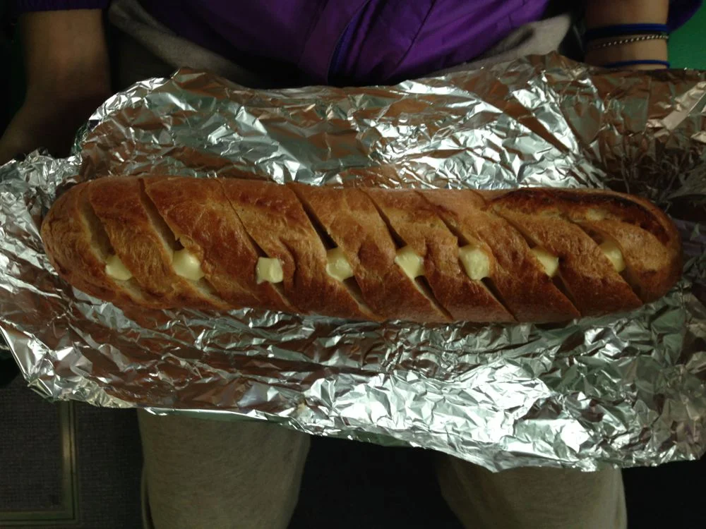 Beautifully buttered baguette