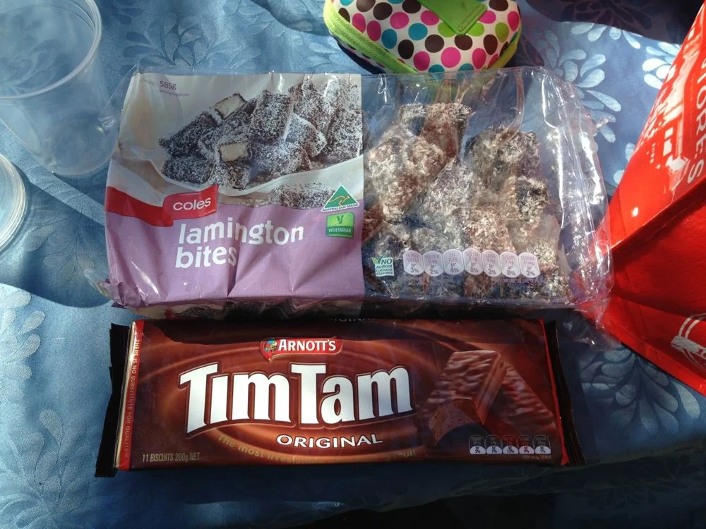 Lamington bites and Tim Tams