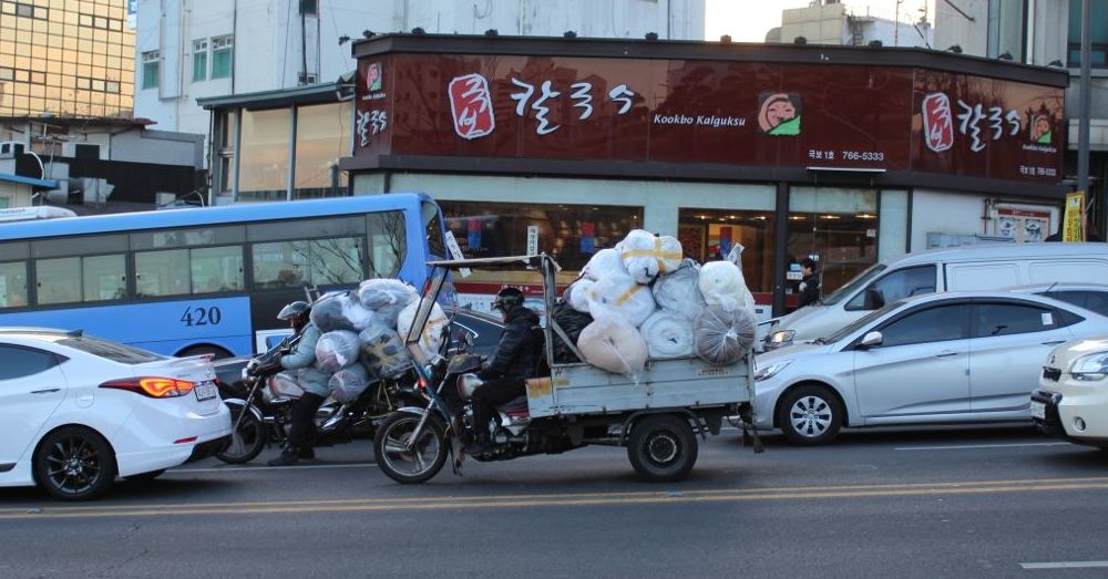 Carpets on a bike.