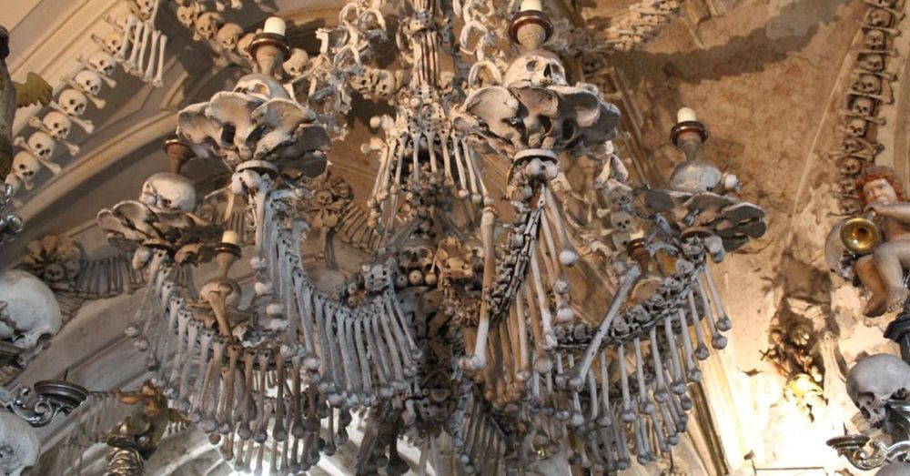 Skeletal Chandelier in Sedlec Ossuary