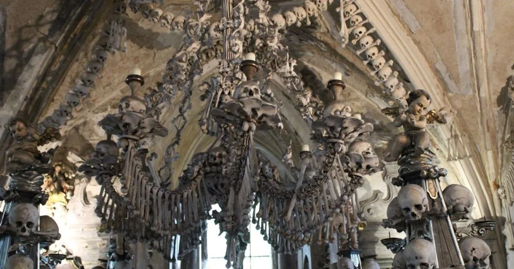Skeletal Chandelier in Sedlec Ossuary