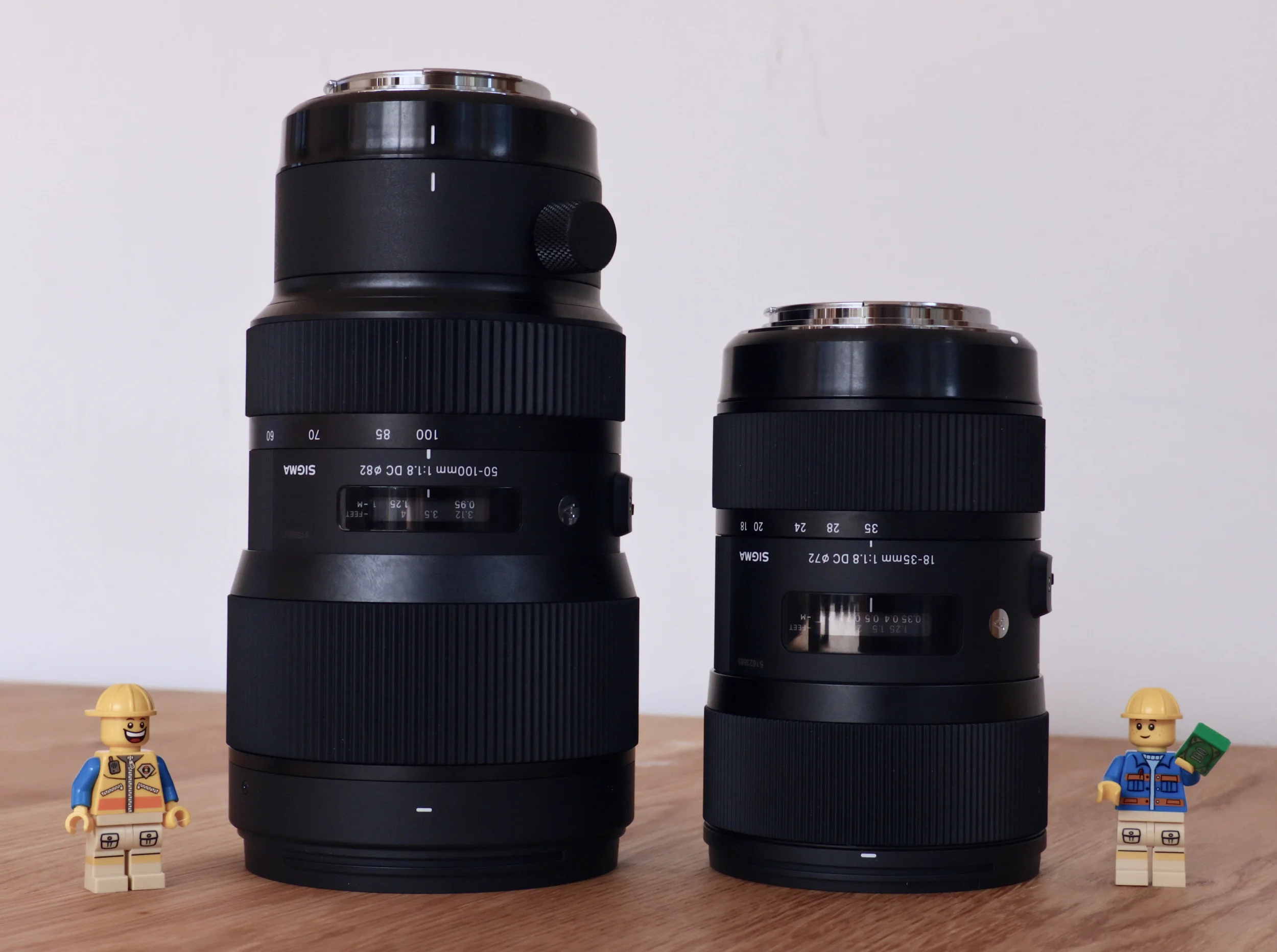 The 50-100mm f/1.8 ART (left) next to its shorter sibling the 18-35mm f/1.8 ART (right)