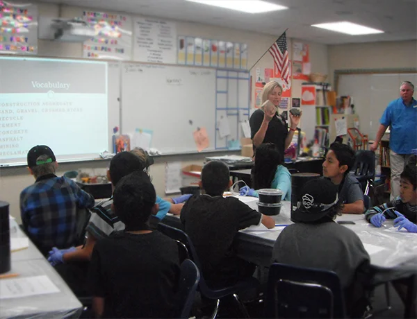 Crystal Howard educating students about construction aggregates at William H. Frazier Elementary School.