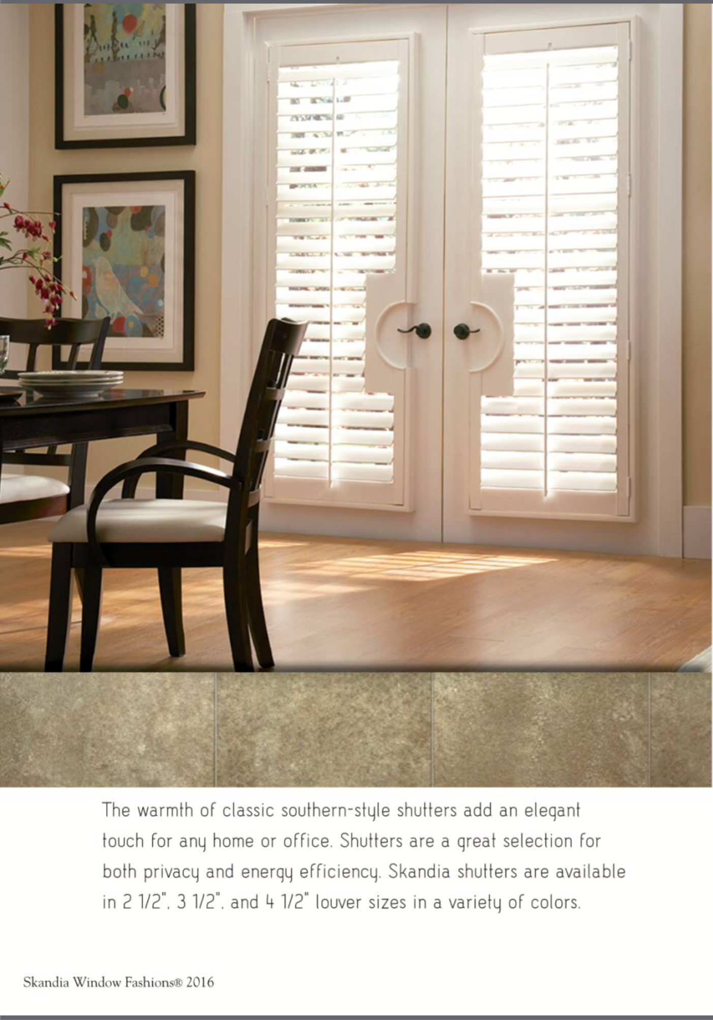 French door mounted shutters