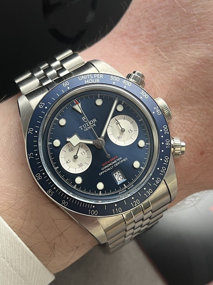 Tudor Black Bay Chrono Blue 79360B Wrist.JPG