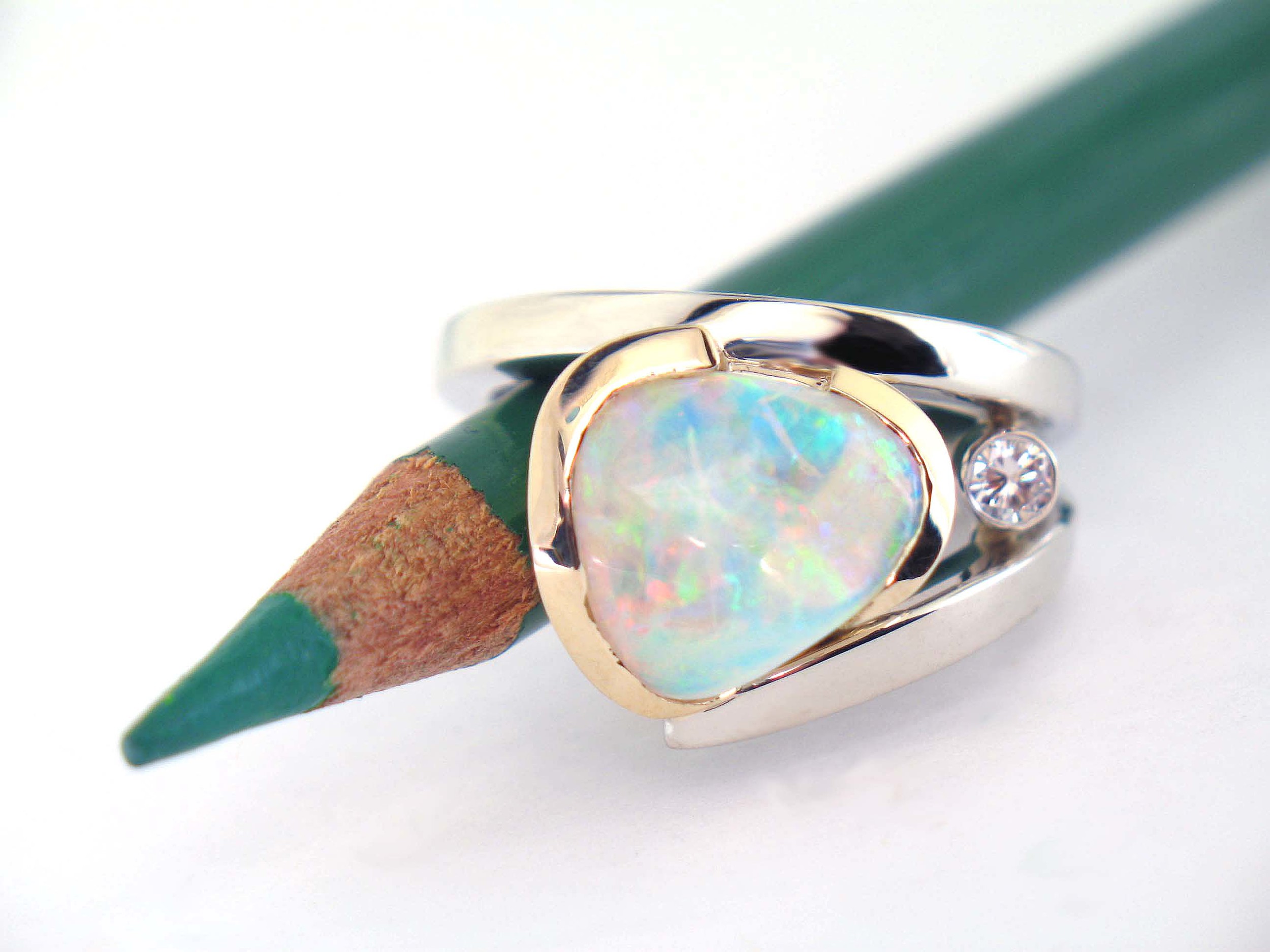 Custom White Gold Opal Ring