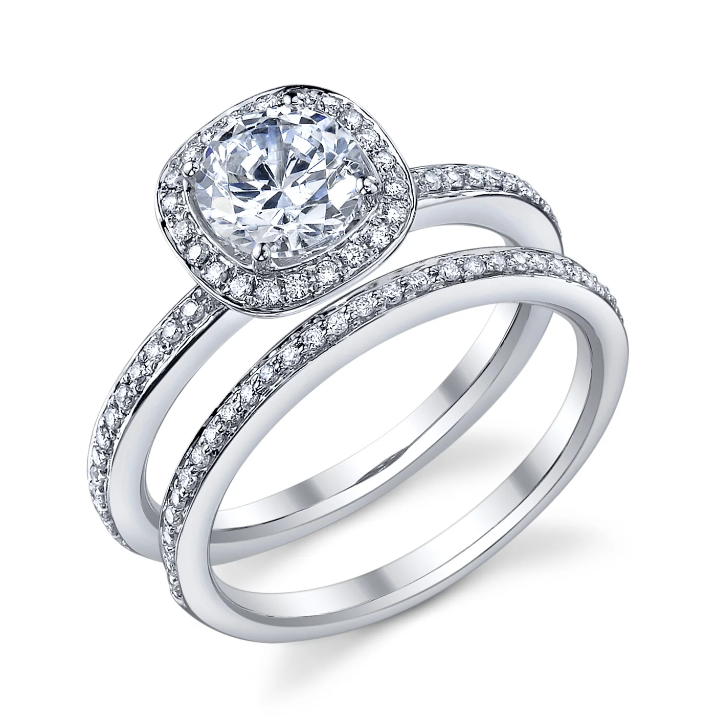 ENGAGED BY HUSAR Style No, R_9328 Round Cut Cushion Halo Bridal Set Starting at $1949