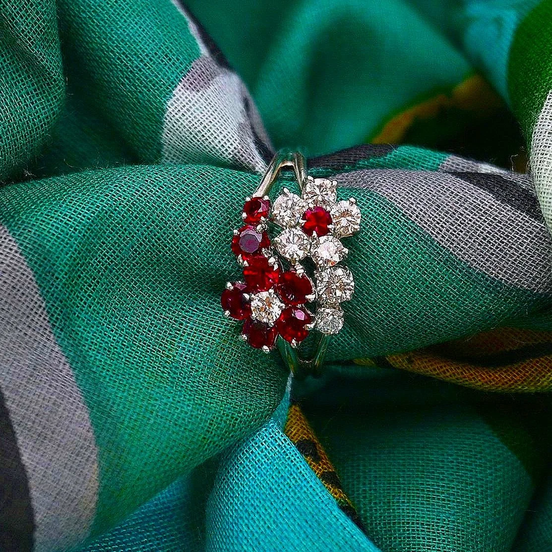 1970s Ruby and Diamond Floral Ring