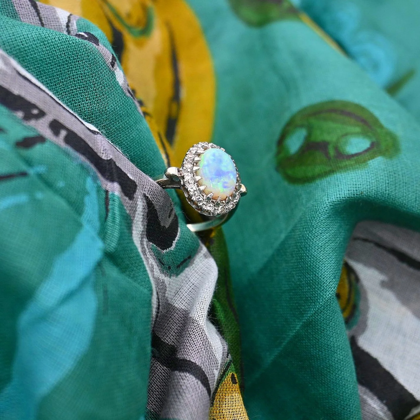 Opal Cocktail RIng 1940s