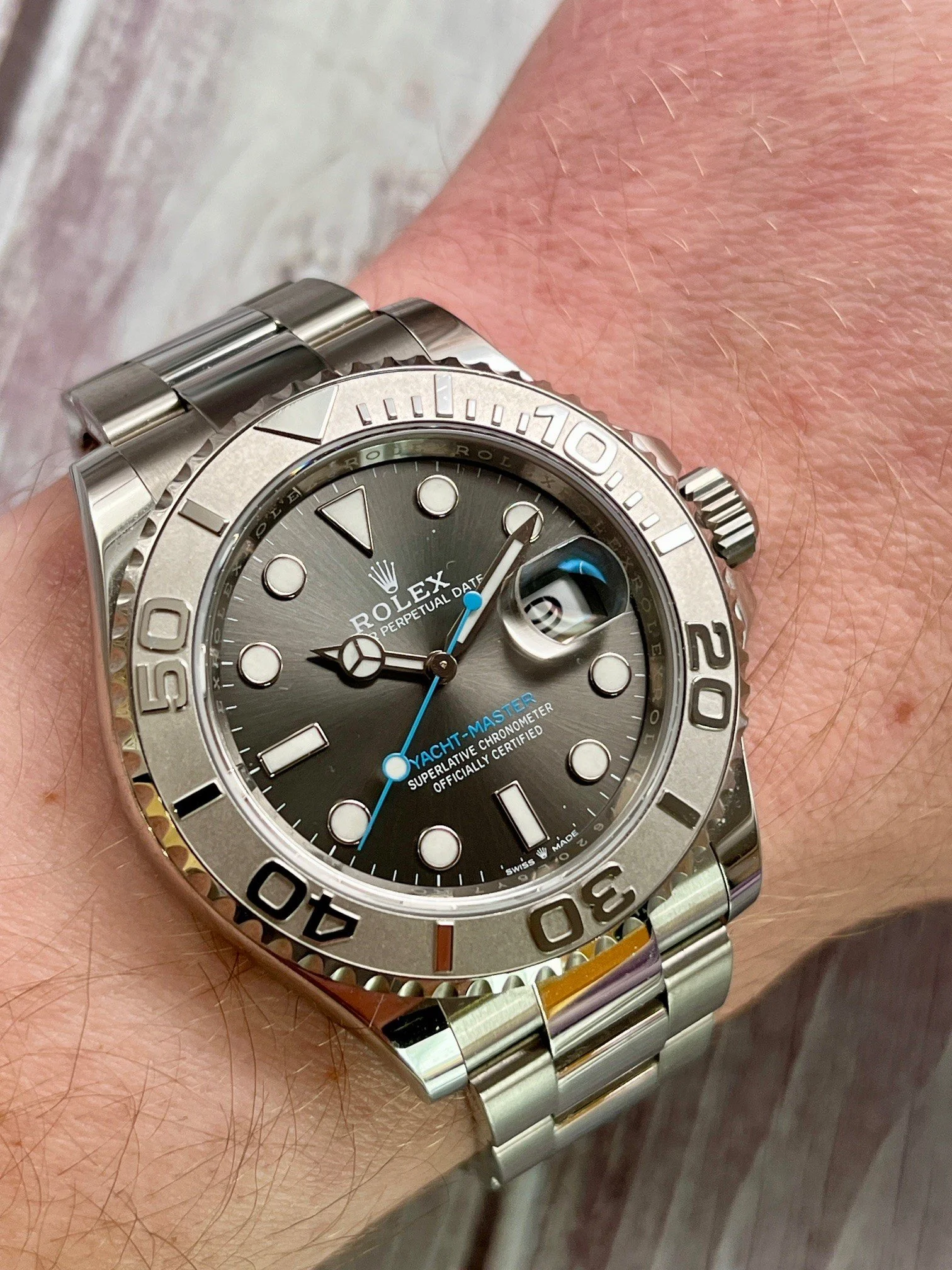 Rolex 126622 Rolex Ym Rhodium On Wrist Rolex 126622 Rhodium