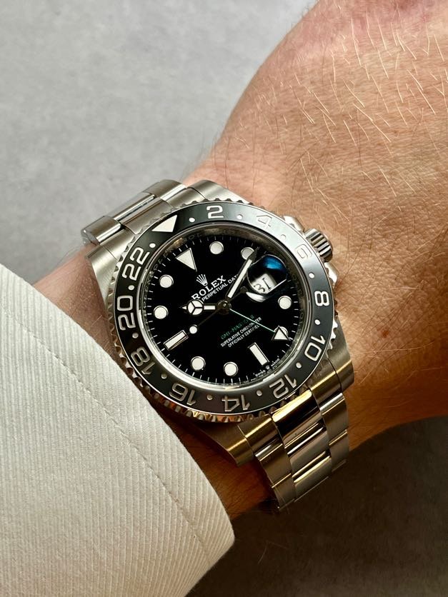 Rolex GMT Master II 126710GRNR Wrist.JPG