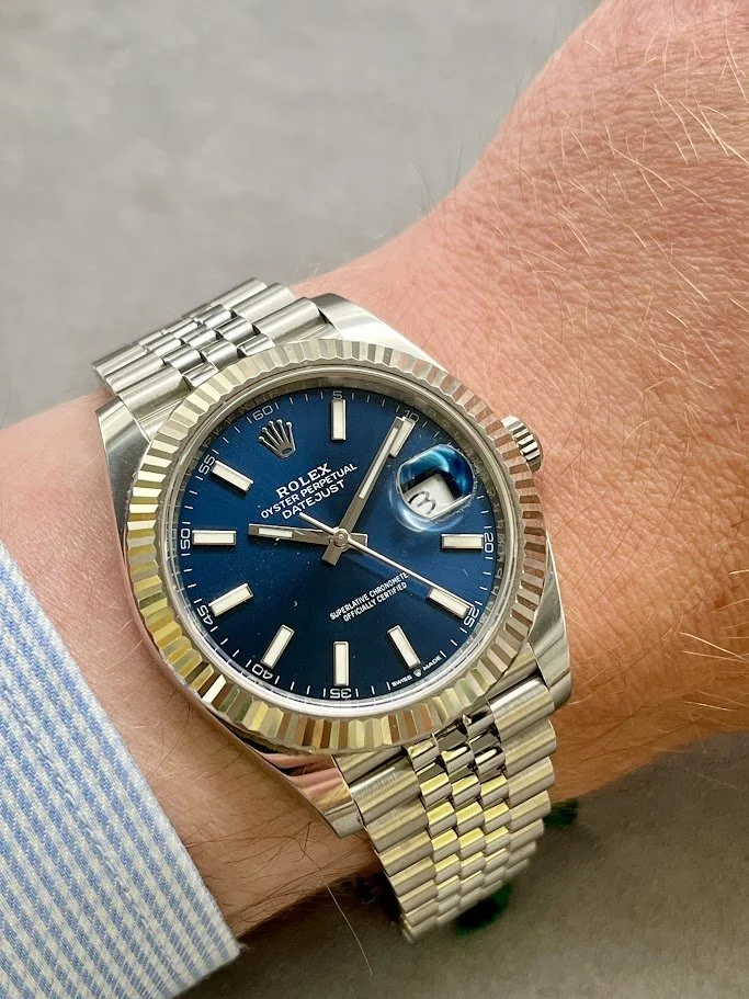 Rolex Datejust 126334 Blue Stick Wrist.JPG