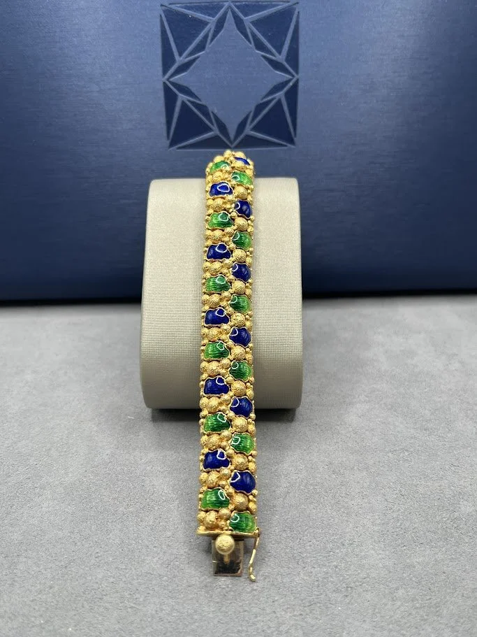18k Yellow gold Basse-Taille Enamel Bracelet