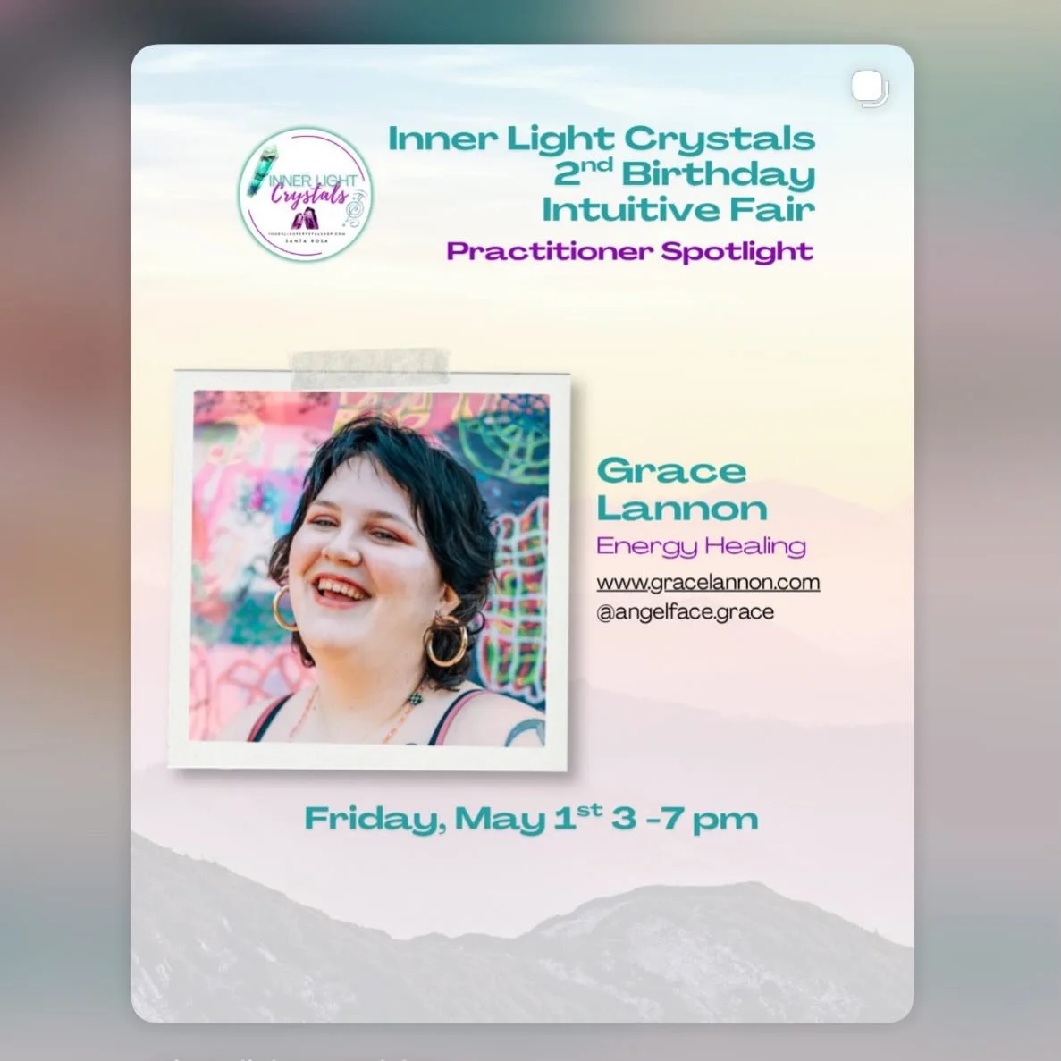 Tomorrow 🩻Friday May 1 I&rsquo;ll be @innerlightcrystalshop in Santa Rosa (rincon valley area) helping them celebrate  their 2 year anniversary! 

I&rsquo;ll be offering Mini 20 Minute Sessions (Akashic Records Readings or Energy Healing) *or both i