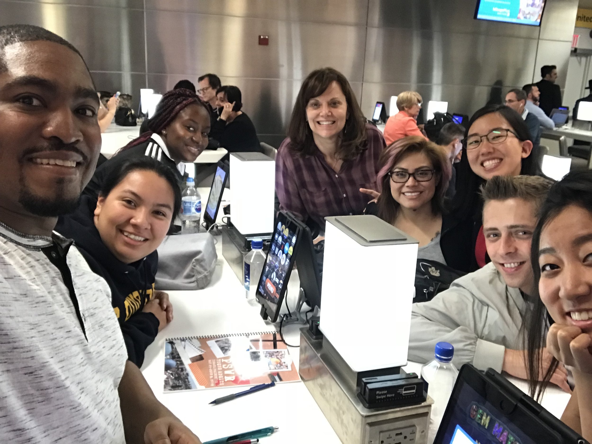 PSWR Young Adults get ready to board their flight to Tel Aviv.