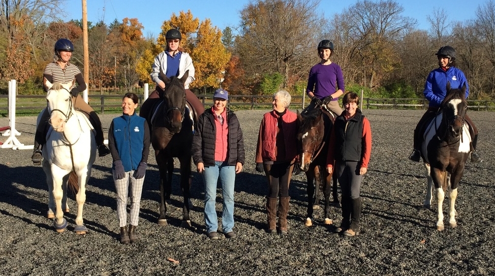 Elaine Meredeth Steele with some of the Centered Riding Clinic participants.
