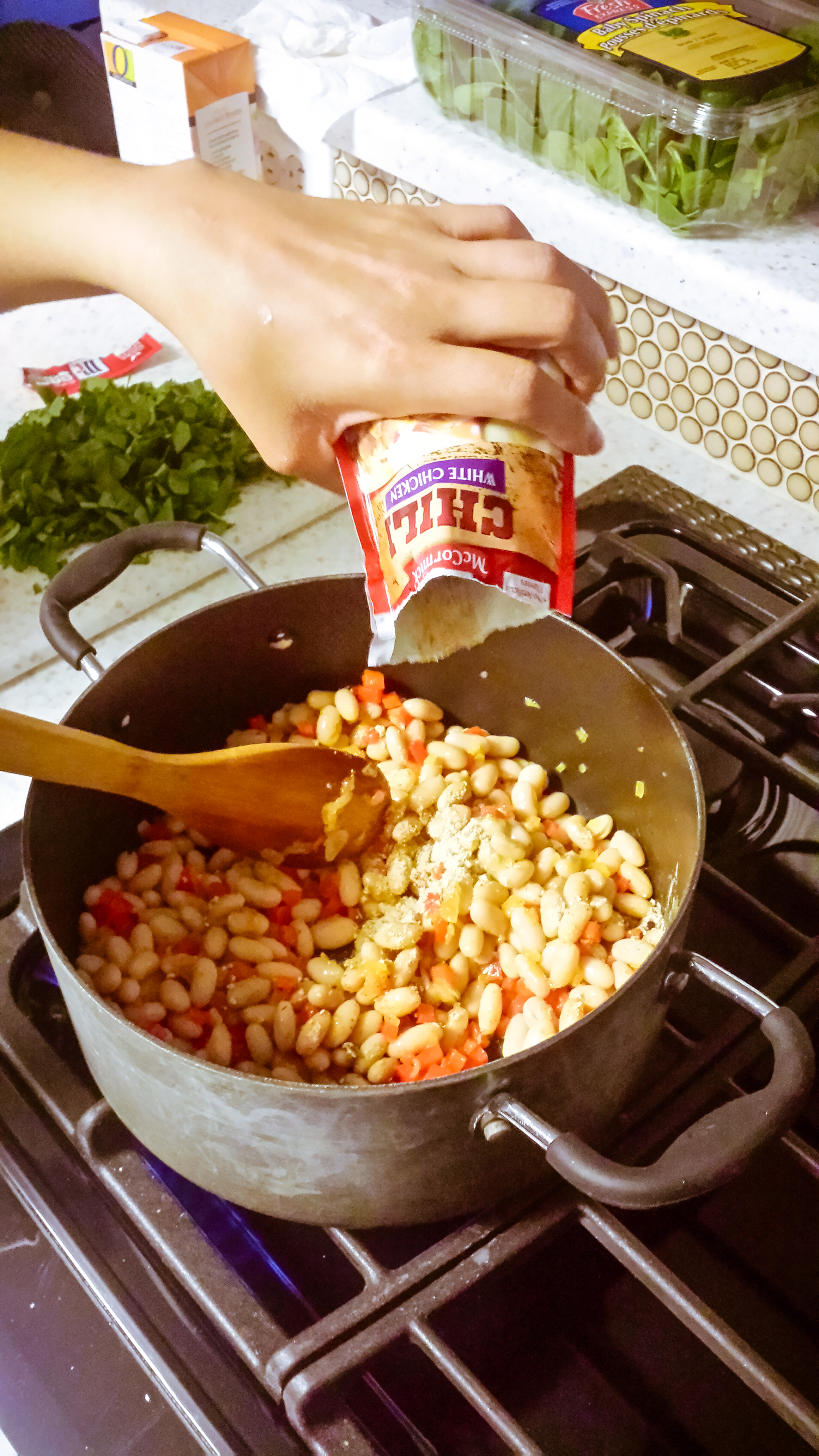 Add beans and seasoning mix