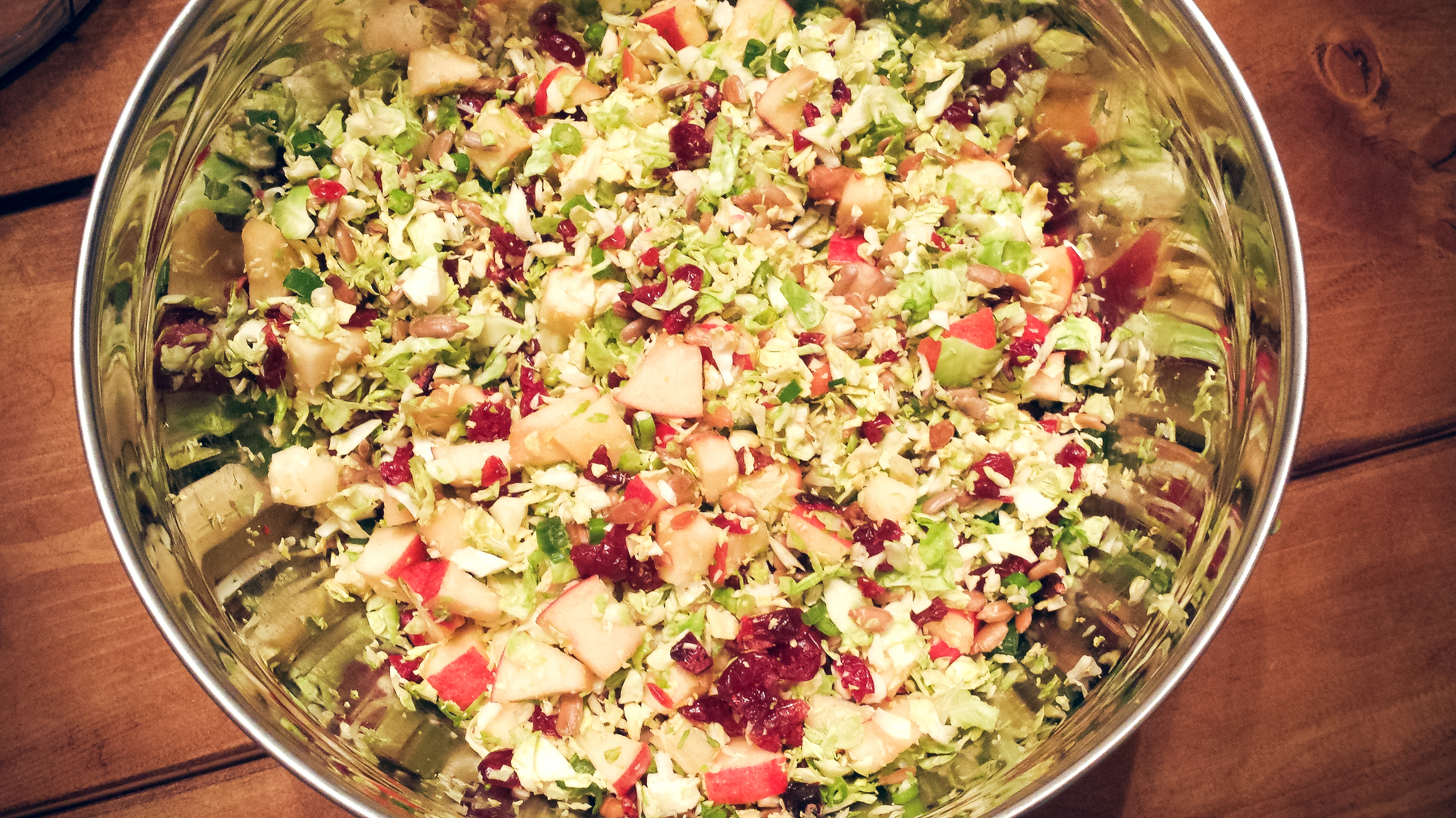 Chop all the goodies and add the dressing.