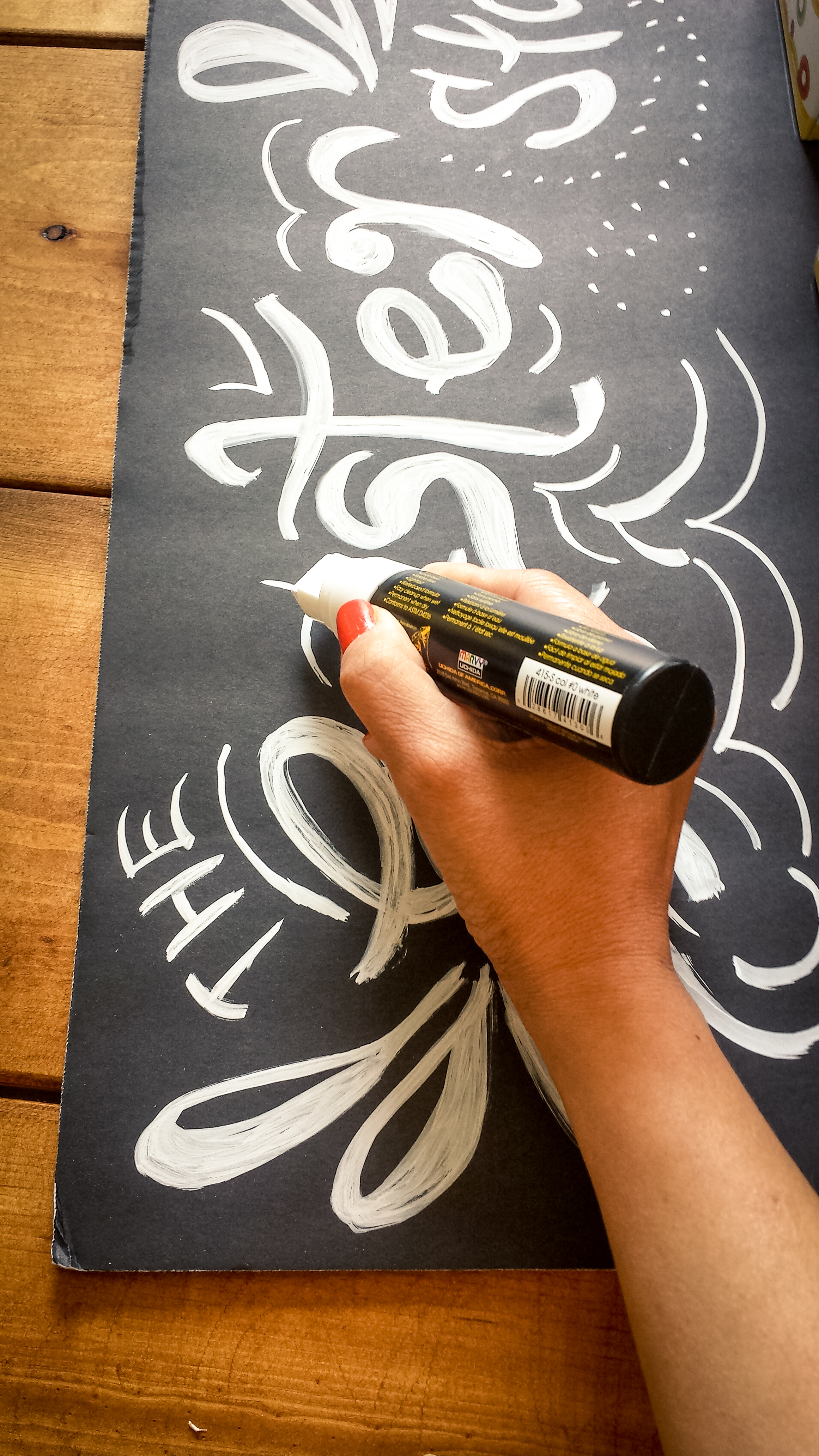 I took my white paint pen to write on the foam board.