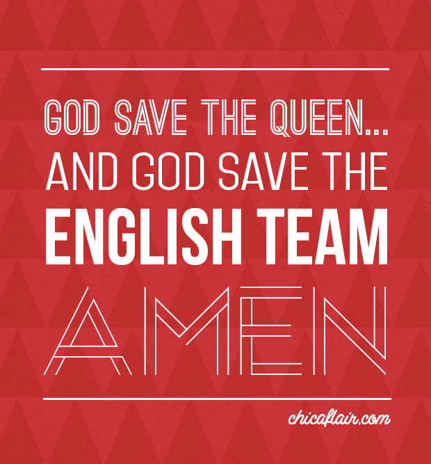 At our house the World Cup is a big deal. This is for the hubby's team....Come on England...OI!!!