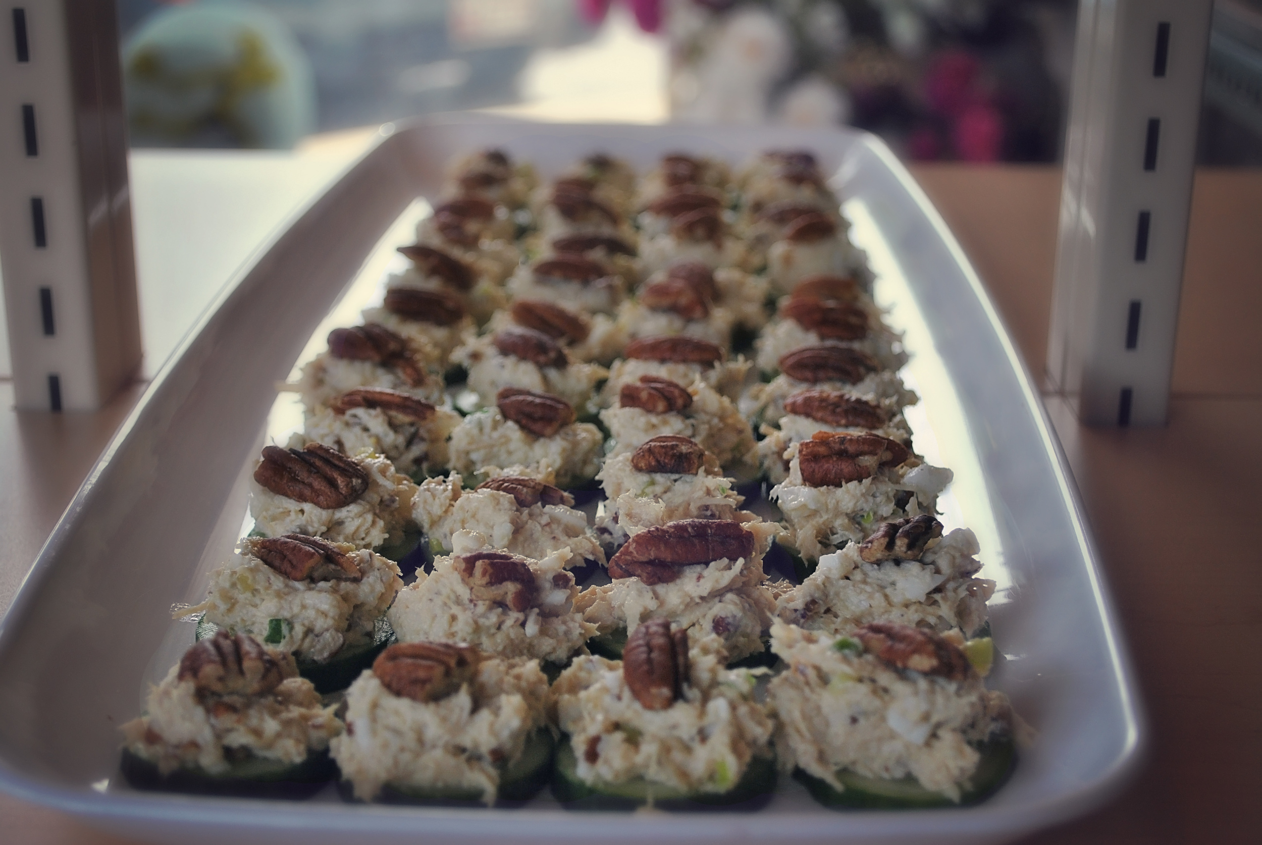 Cucumber Delights. I LOVE these and every time I make it people seem to love it. Recipe coming soon!