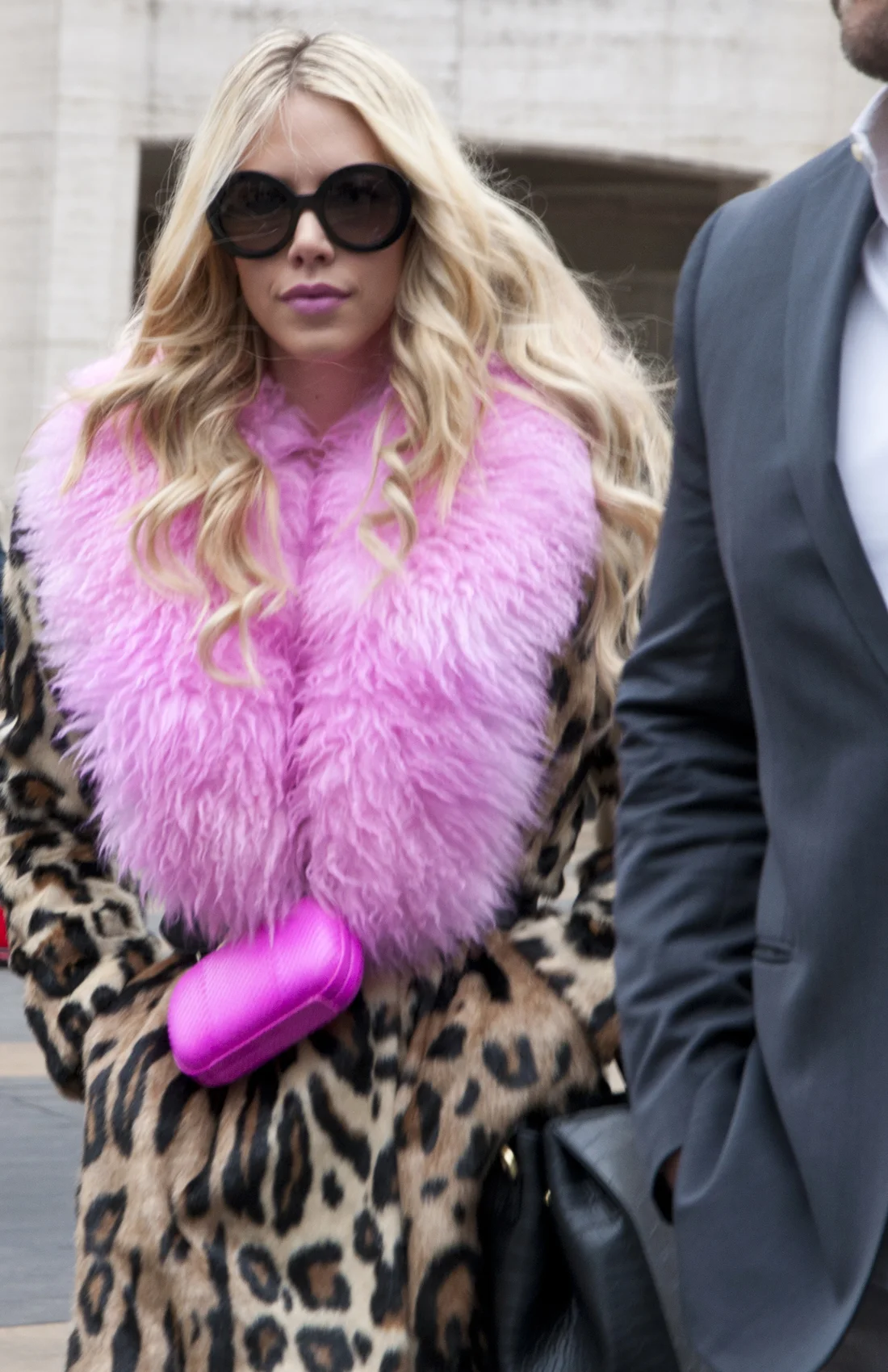 Kier Mellour wearing DVF - hot pink contrasting with cheetah print