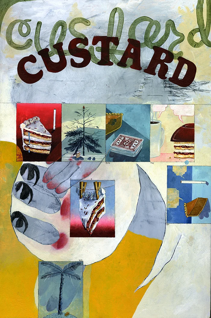 (If It's Not Me, It's) Custard, 2015 Acrylic, acrylic gouache and charcoal on board 36 x 24 inches